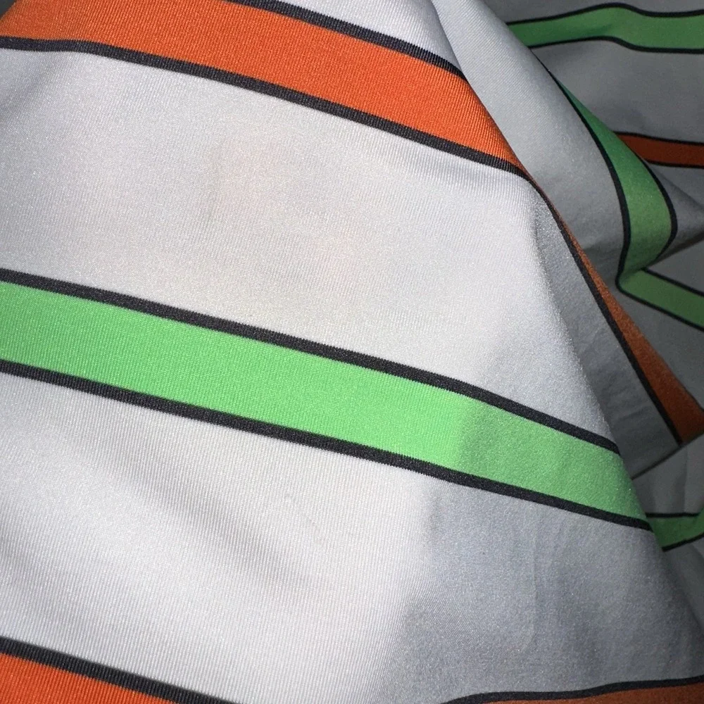 NIKE Golf DRI-FIT Tour Performance Polo Shirt Men's White Orange Green Striped M